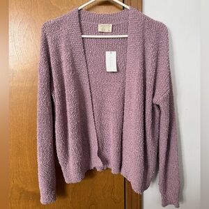 Lavender Open-Front Cardigan Sweater